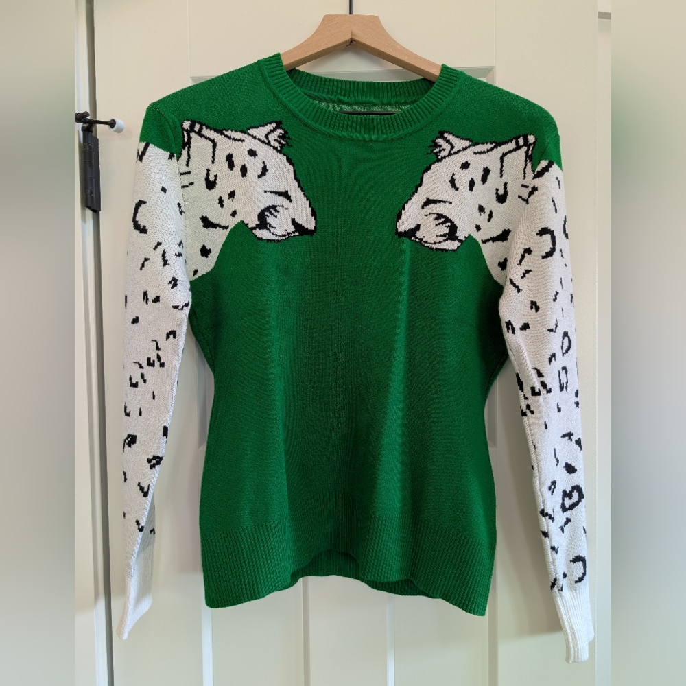 Green Leopard Print Sweater